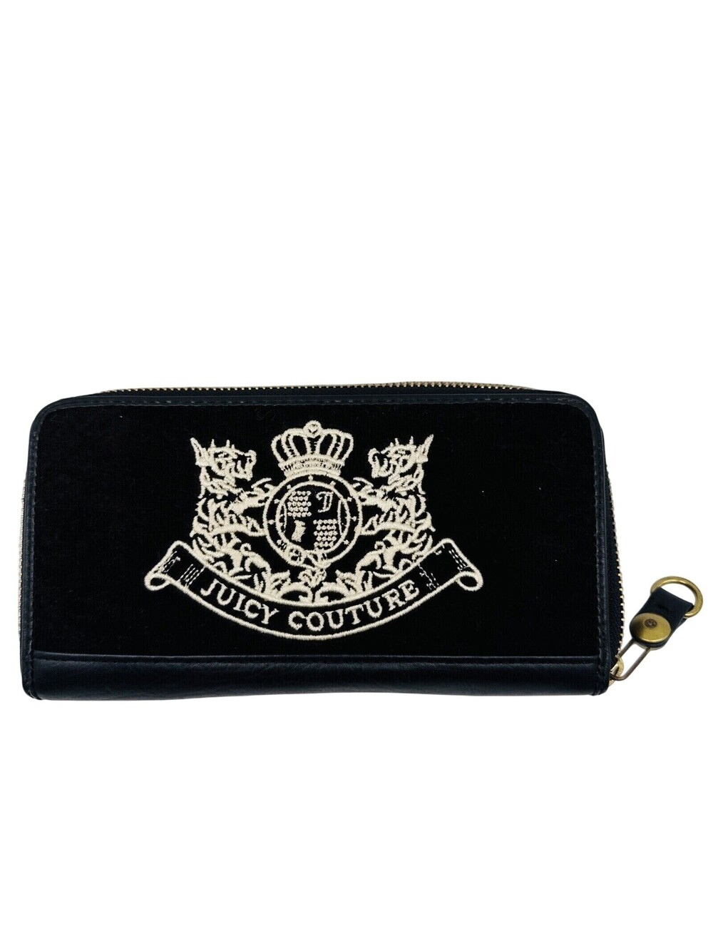 RARE NEW Y2K Original Juicy Couture Black Velour Scottie Dog Long Wallet 8" NWOT
